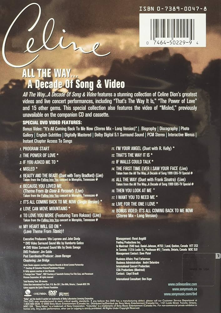 Amazon.com: All The Way A Decade of Song & Video : Céline